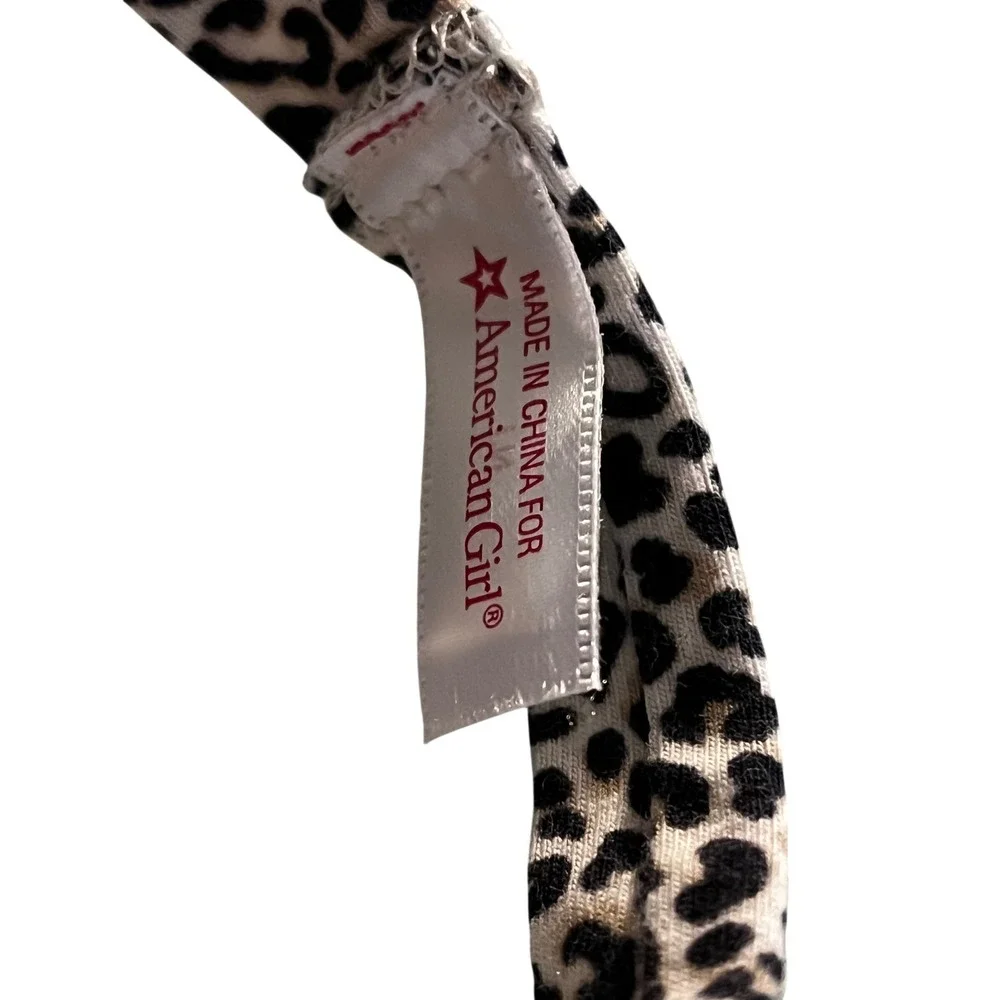 American Girl Doll Leopard Print Knotted Elastic Headband Black White Animal